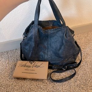 Blue Suede Leather Patricia Nash Tote with Dustbag